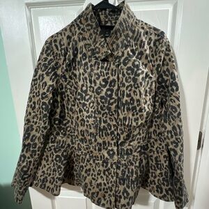 Lane Bryant Jacket Womens Plus Size 16 Stretch Leopard Print Peplum Mob Wife